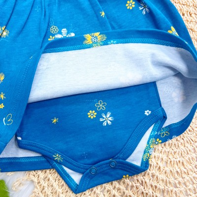 Body Vestido Floral Tropical - Azul Petróleo 